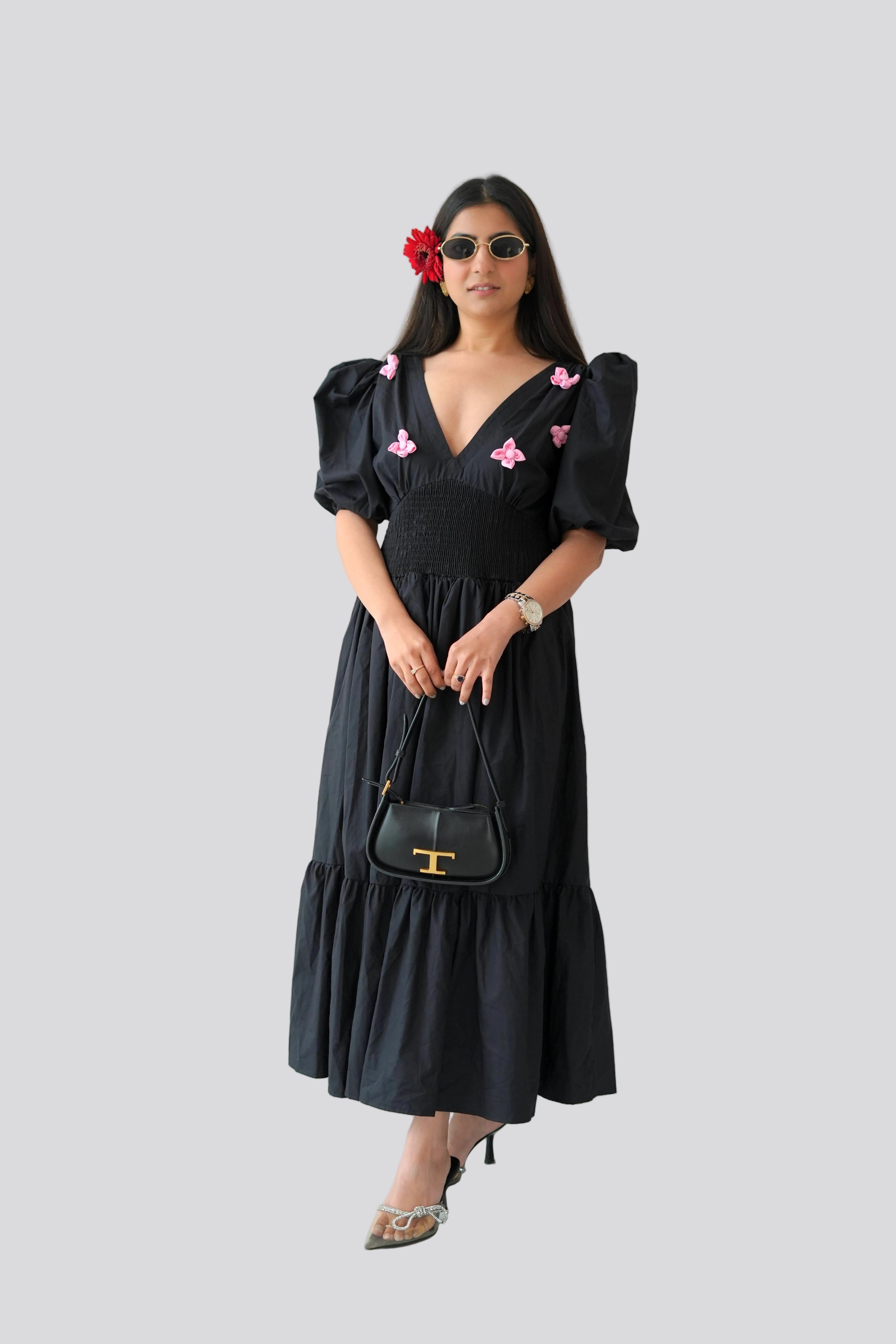 Black flower dress