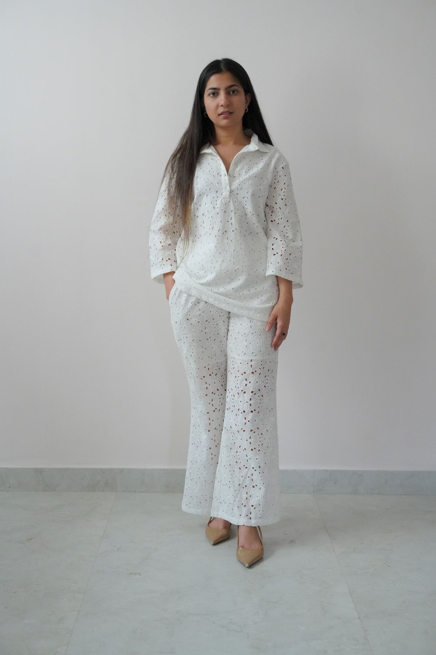 Schiffli Coord Black White