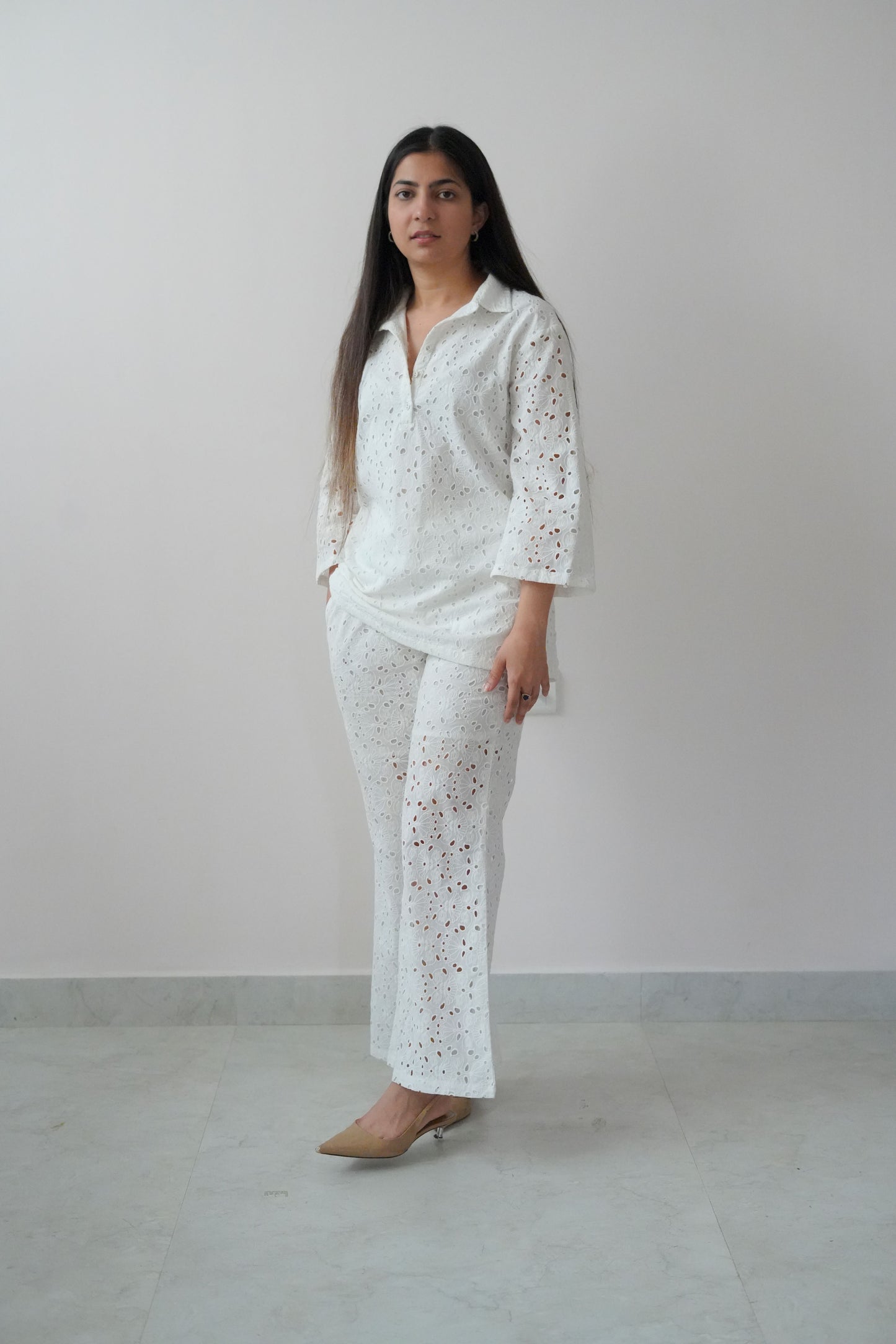 Schiffli Coord Black White