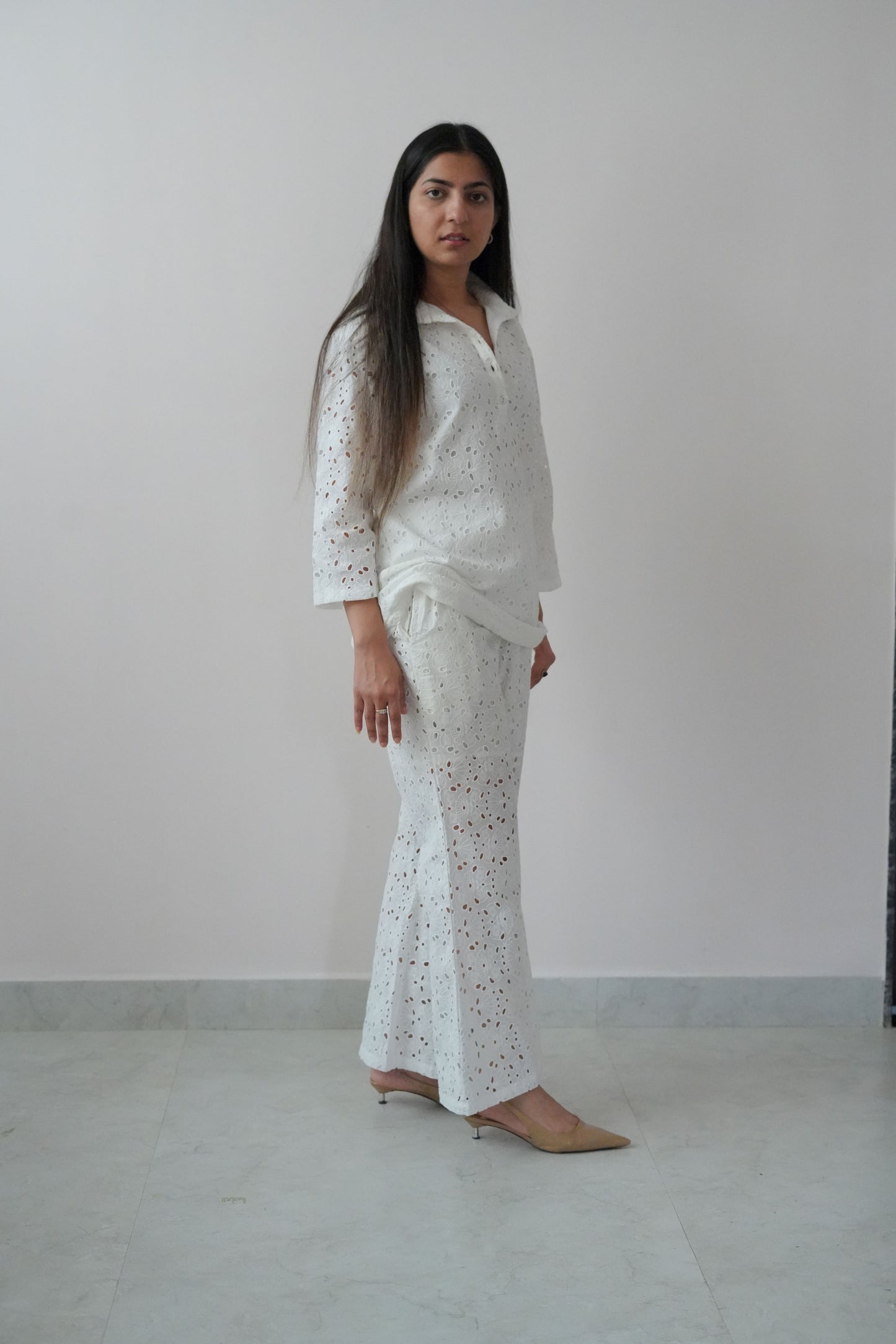 Schiffli Coord Black White
