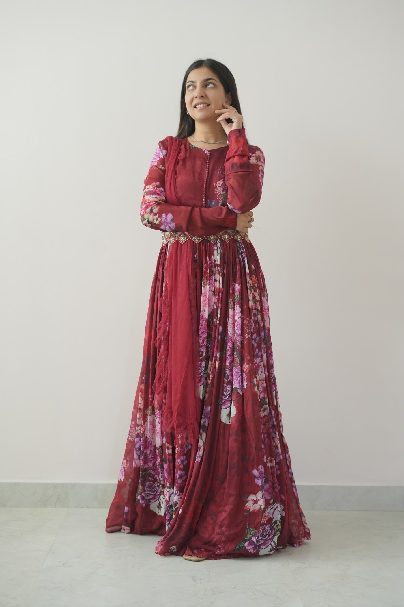 Red Floral Belt Set