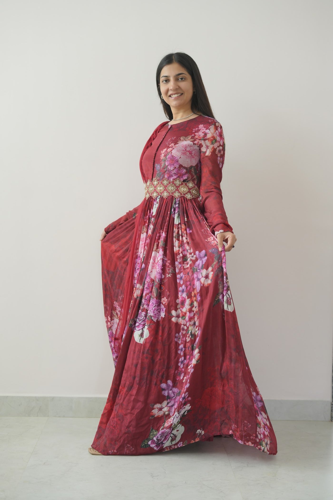 Red Floral Belt Set