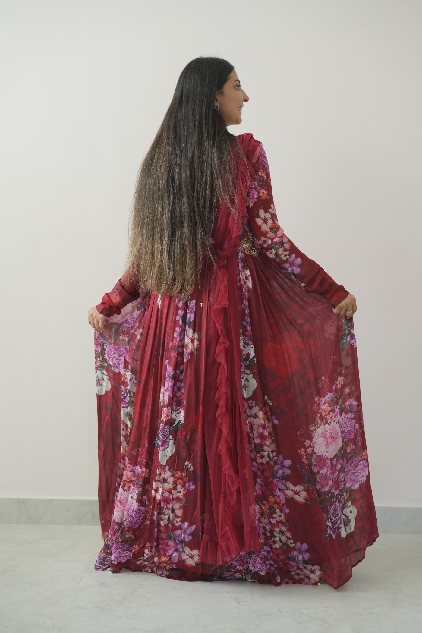 Red Floral Belt Set