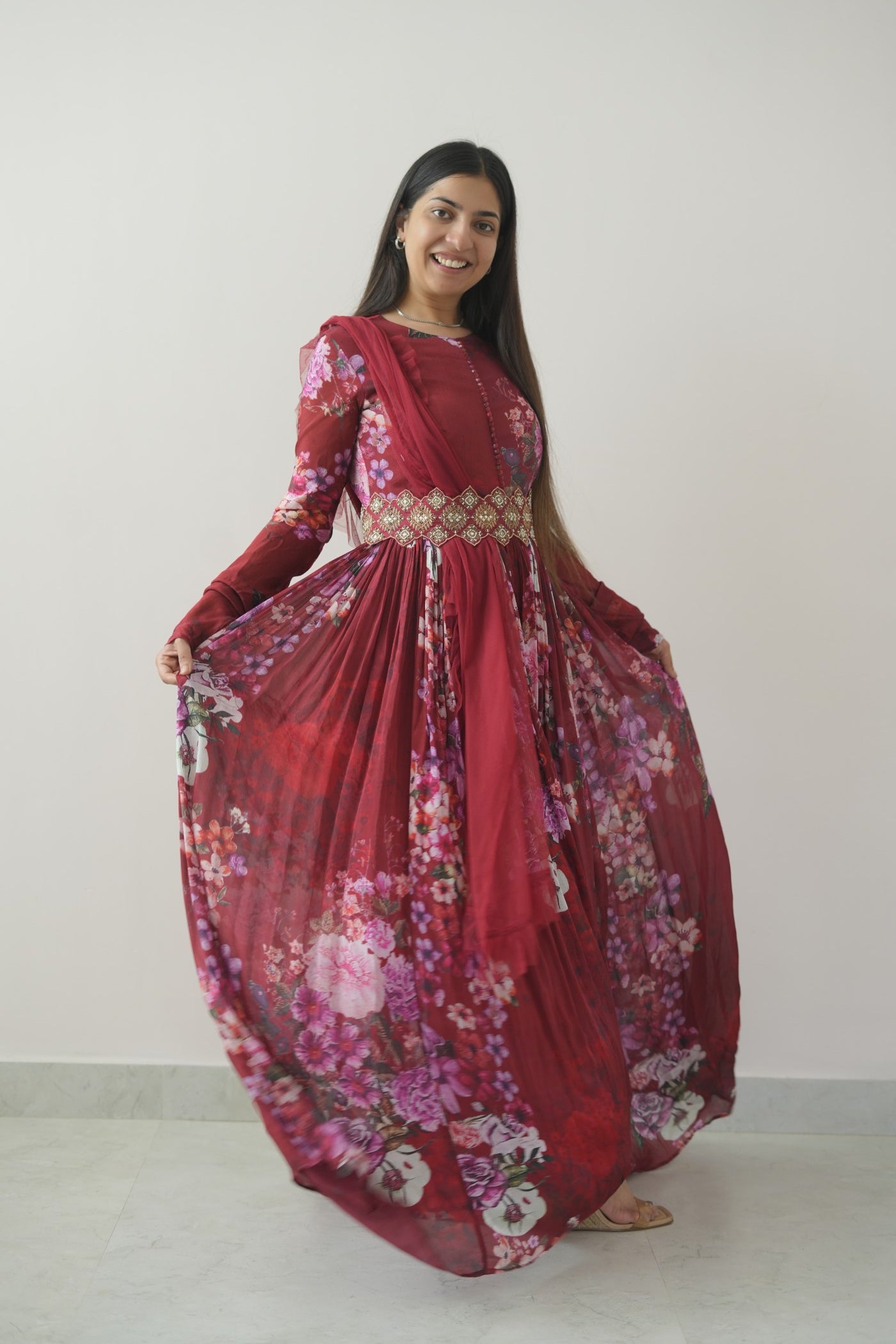 Red Floral Belt Set