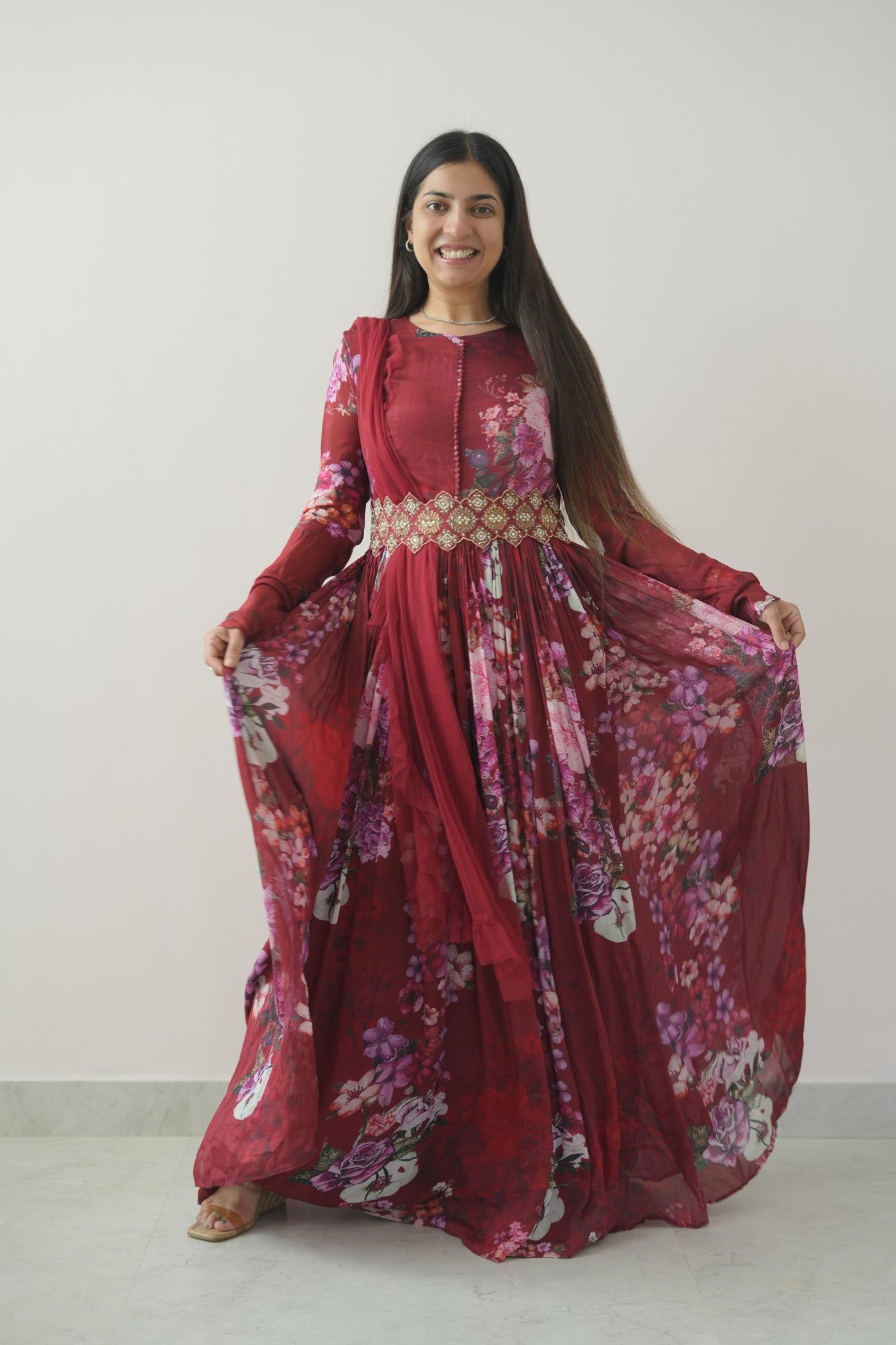 Red Floral Belt Set