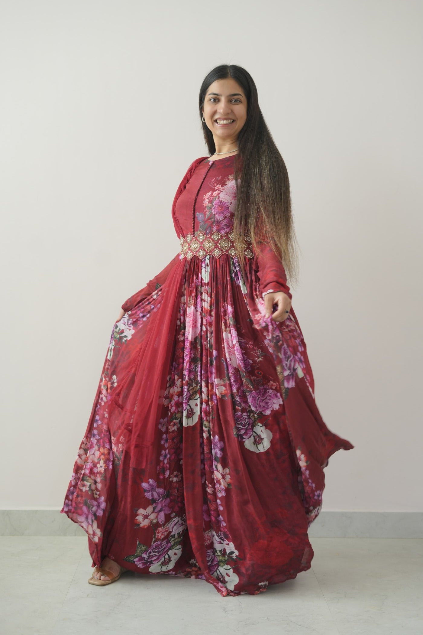 Red Floral Belt Set