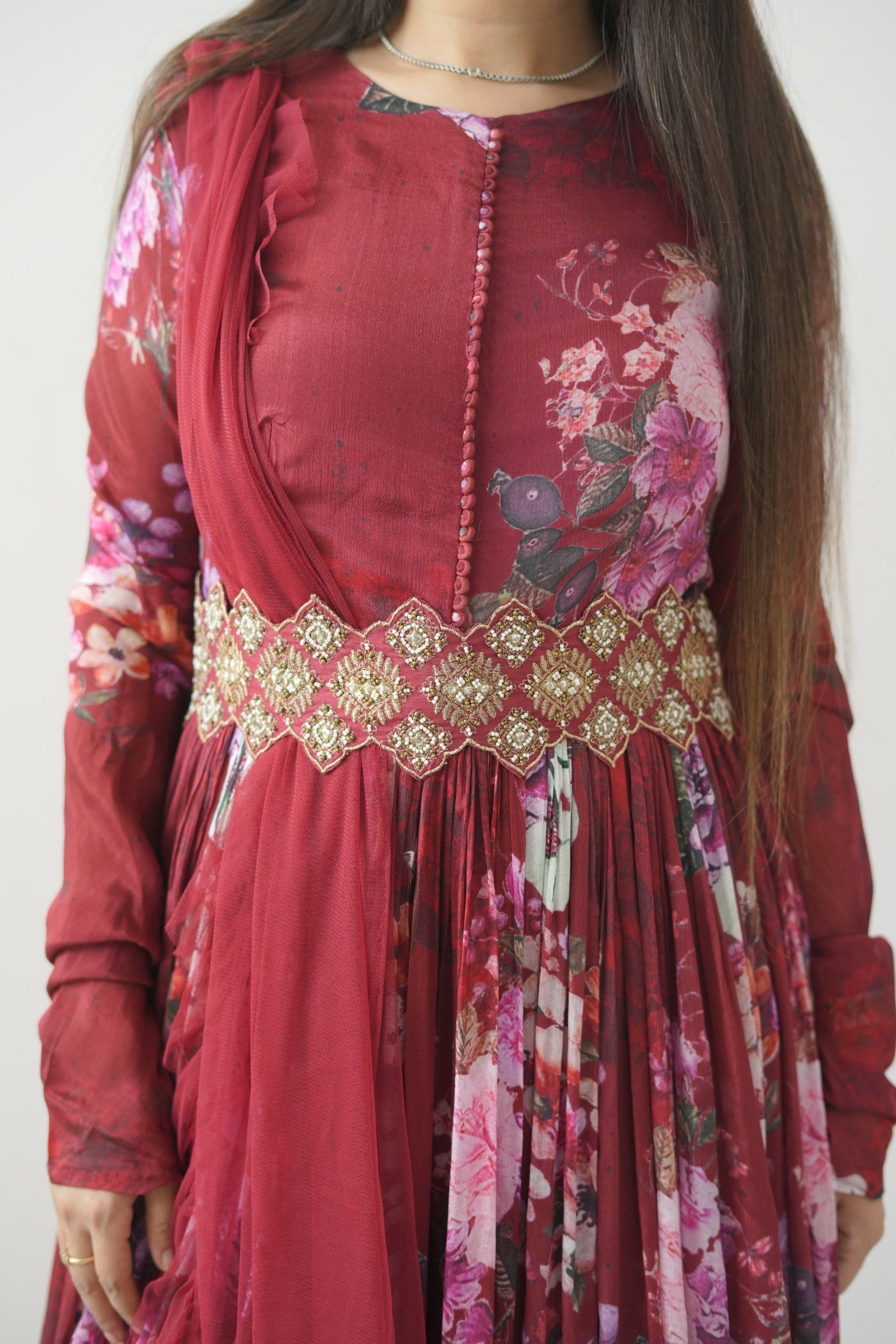 Red Floral Belt Set