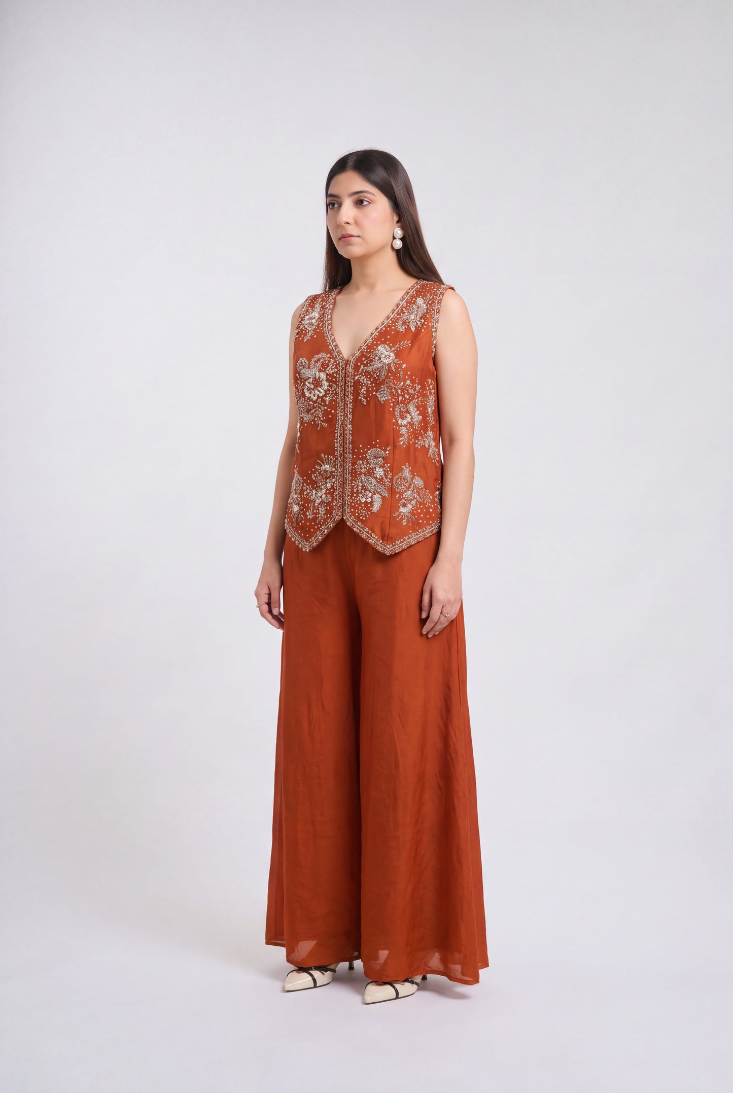 Tbfo Orange Blossom Palazzo Set
