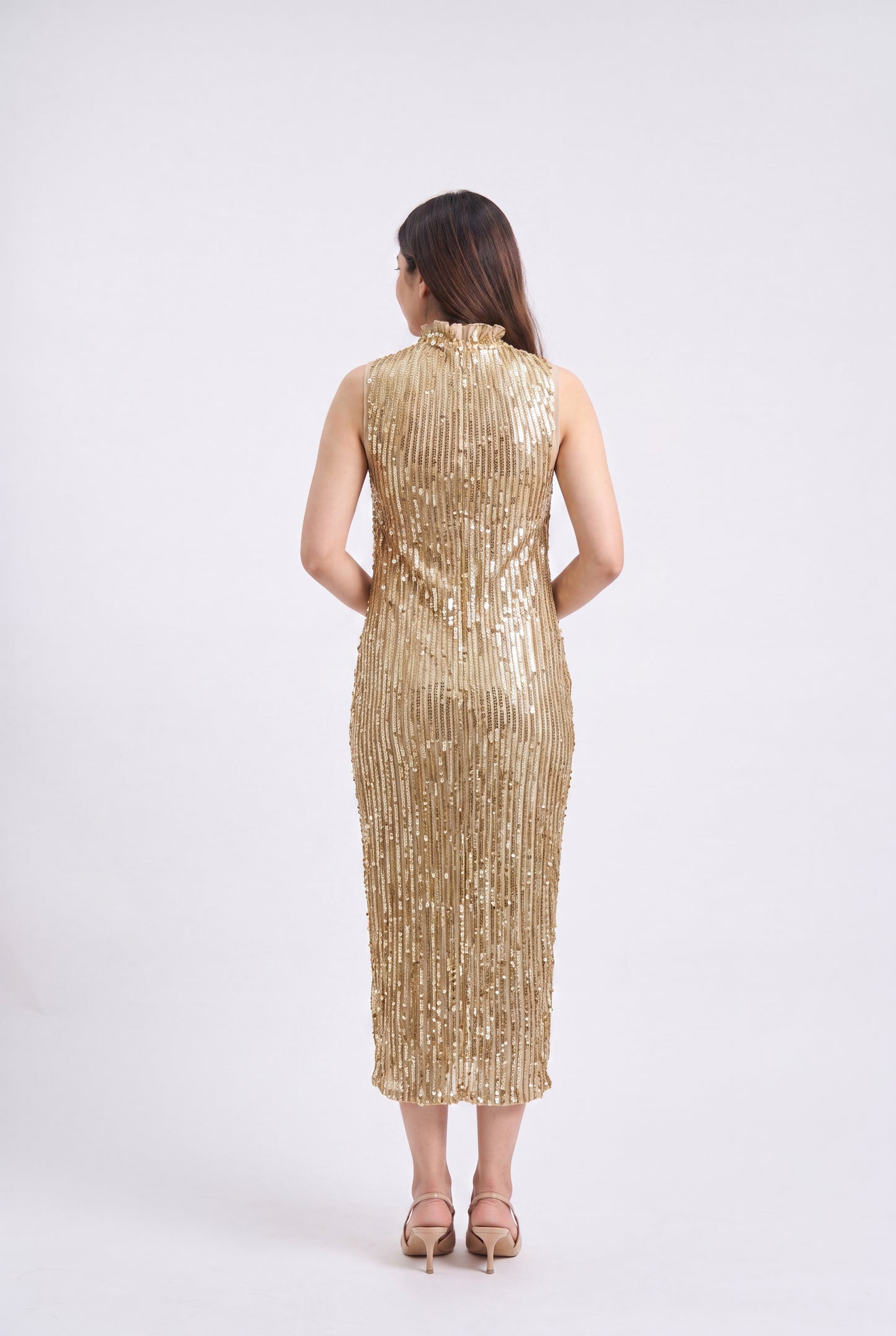 Tbfo Covered Neck Sequence Dress