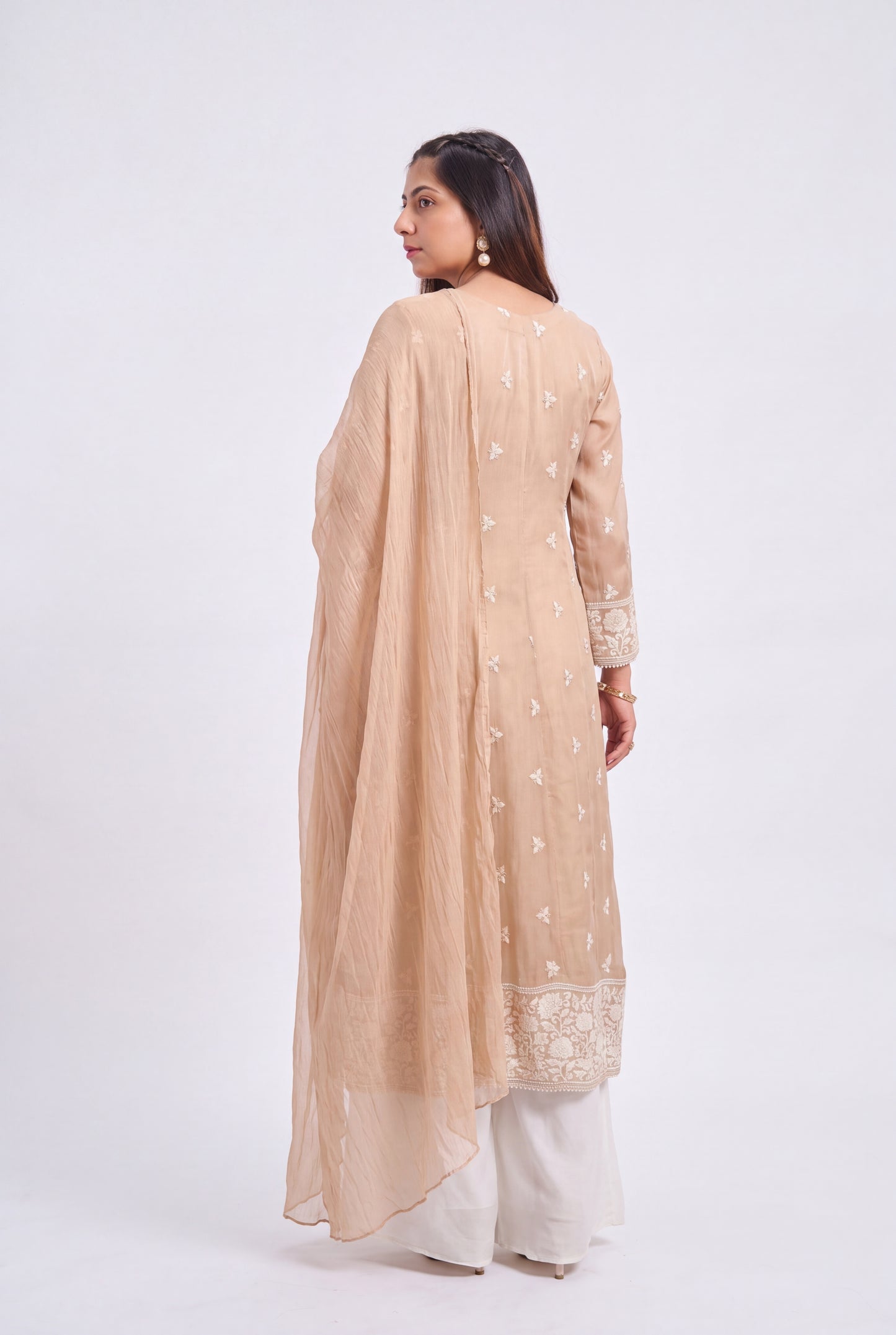 Tbfo Peach Anarkali Set