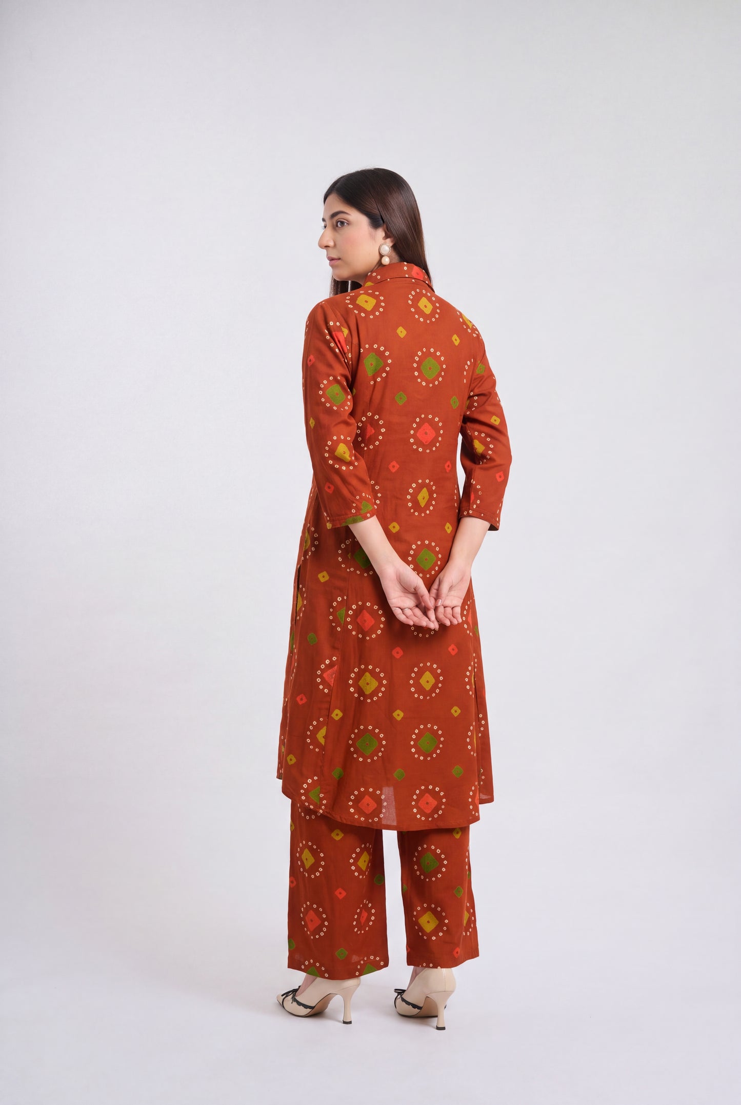Tbfo Psychedelic Rust Kurta Palazzo Set