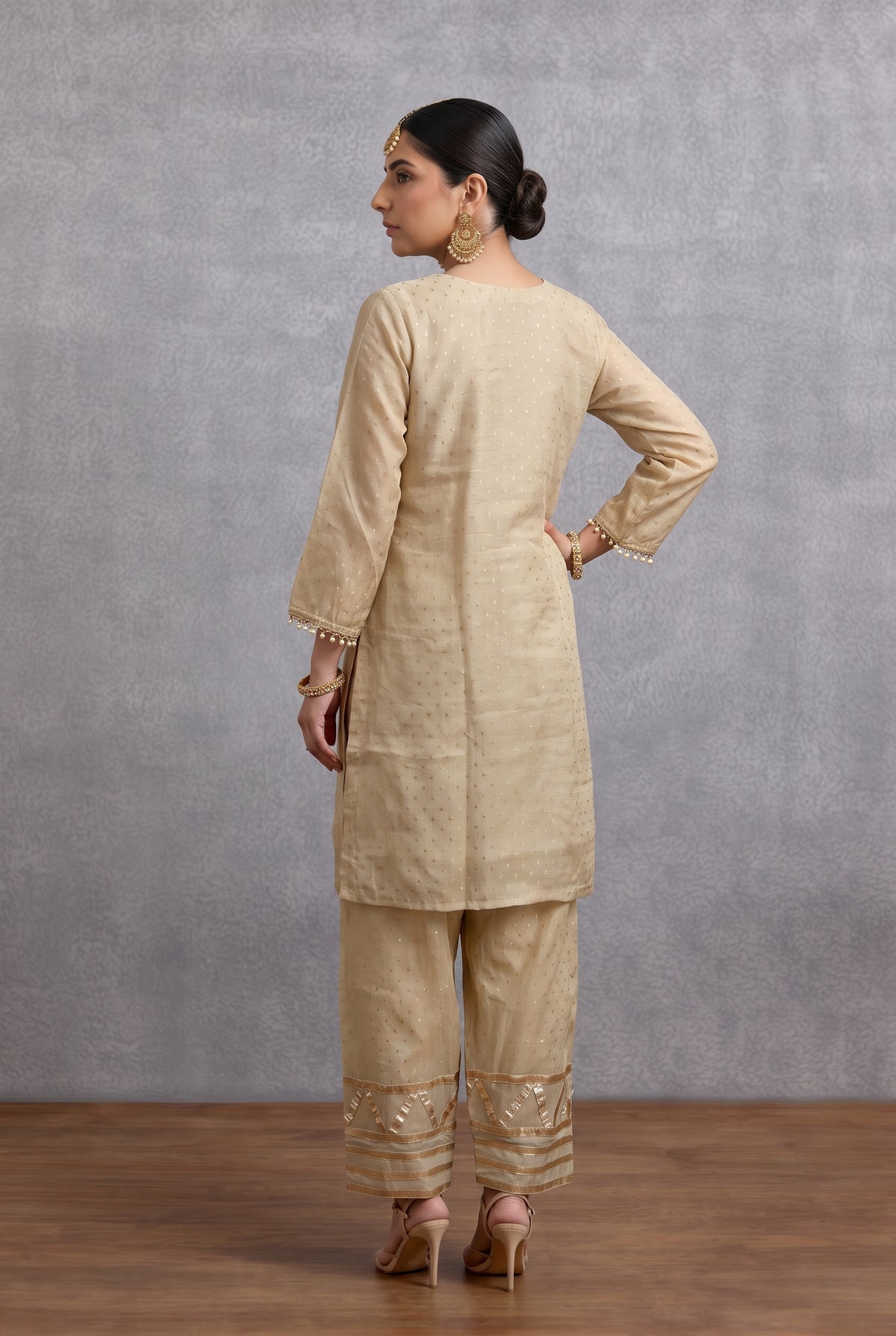 Tbfo Desi Gal – Embellished 3-Piece Kurta Palazzo Set
