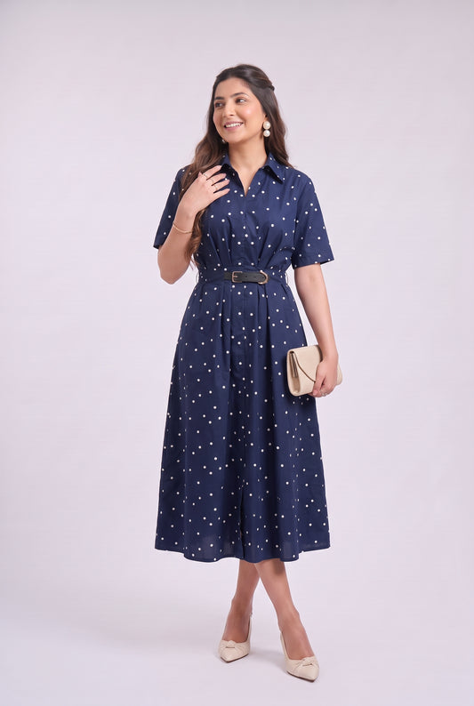 Tbfo Polka Mini Belt Dress