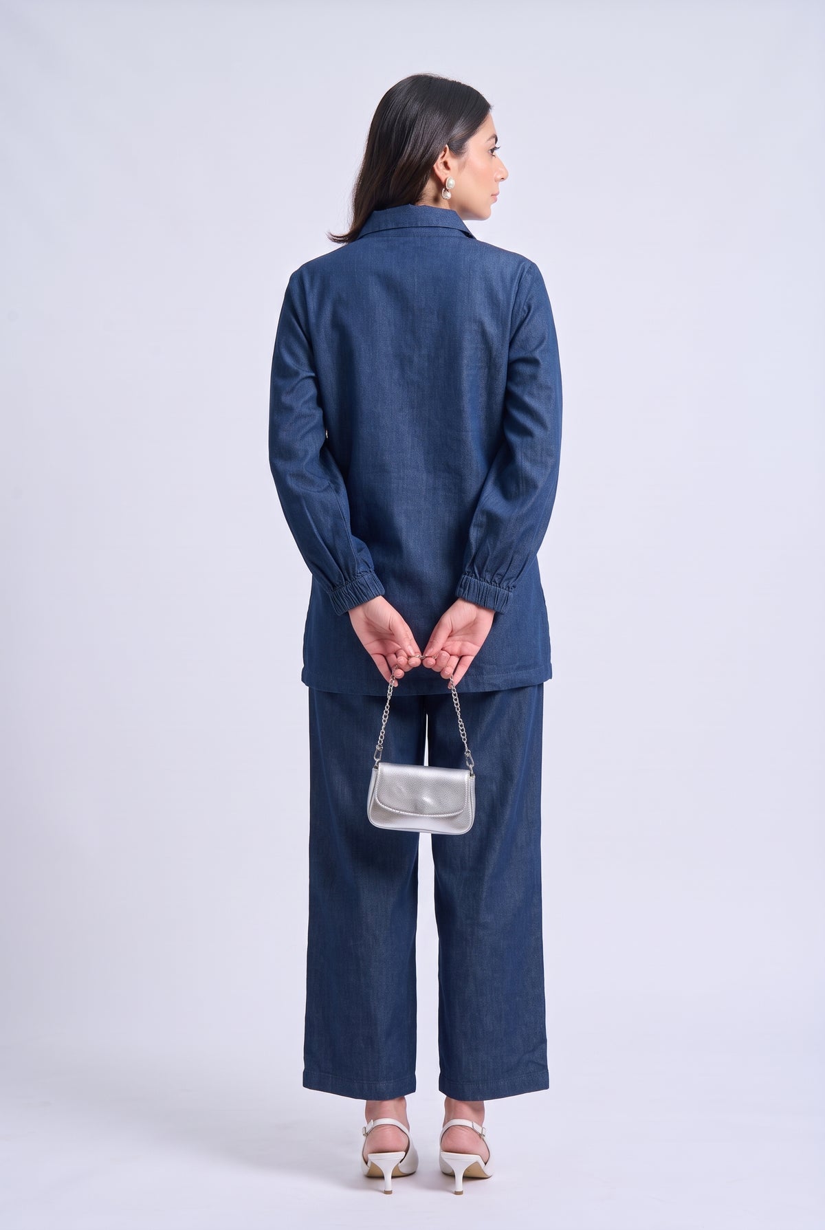 Tbfo Tumbadh – Abstract Embellished Denim Shirt & Trouser Set