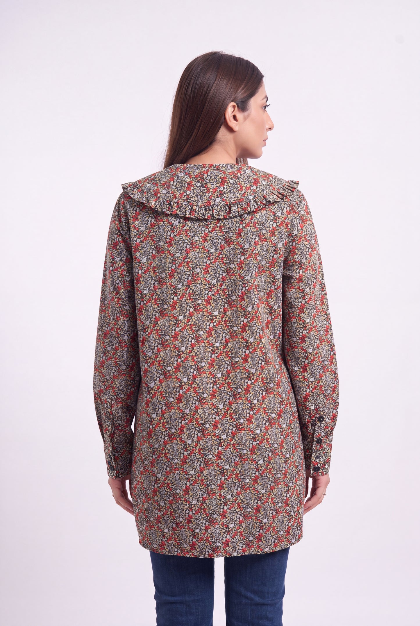 Tbfo PRINTED COLLAR TOP