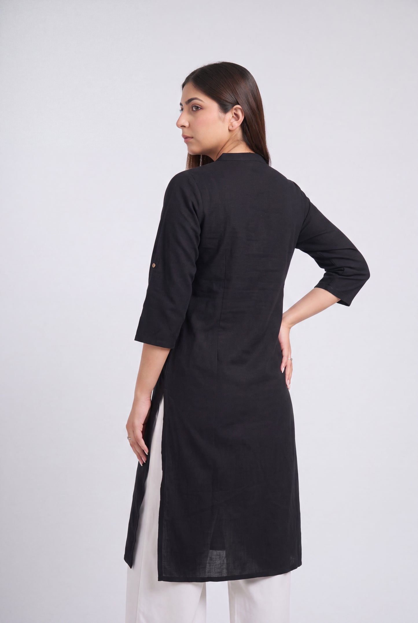 Tbfo Classic Black Straight Kurta Set