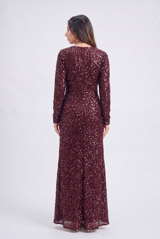 Tbfo Maroon Dazzle Gown