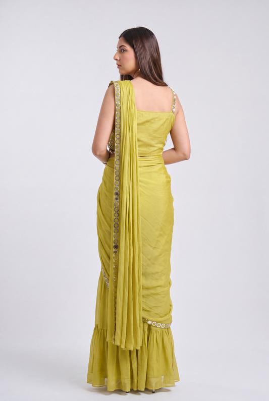 Tbfo Lime Mirror Sharara set