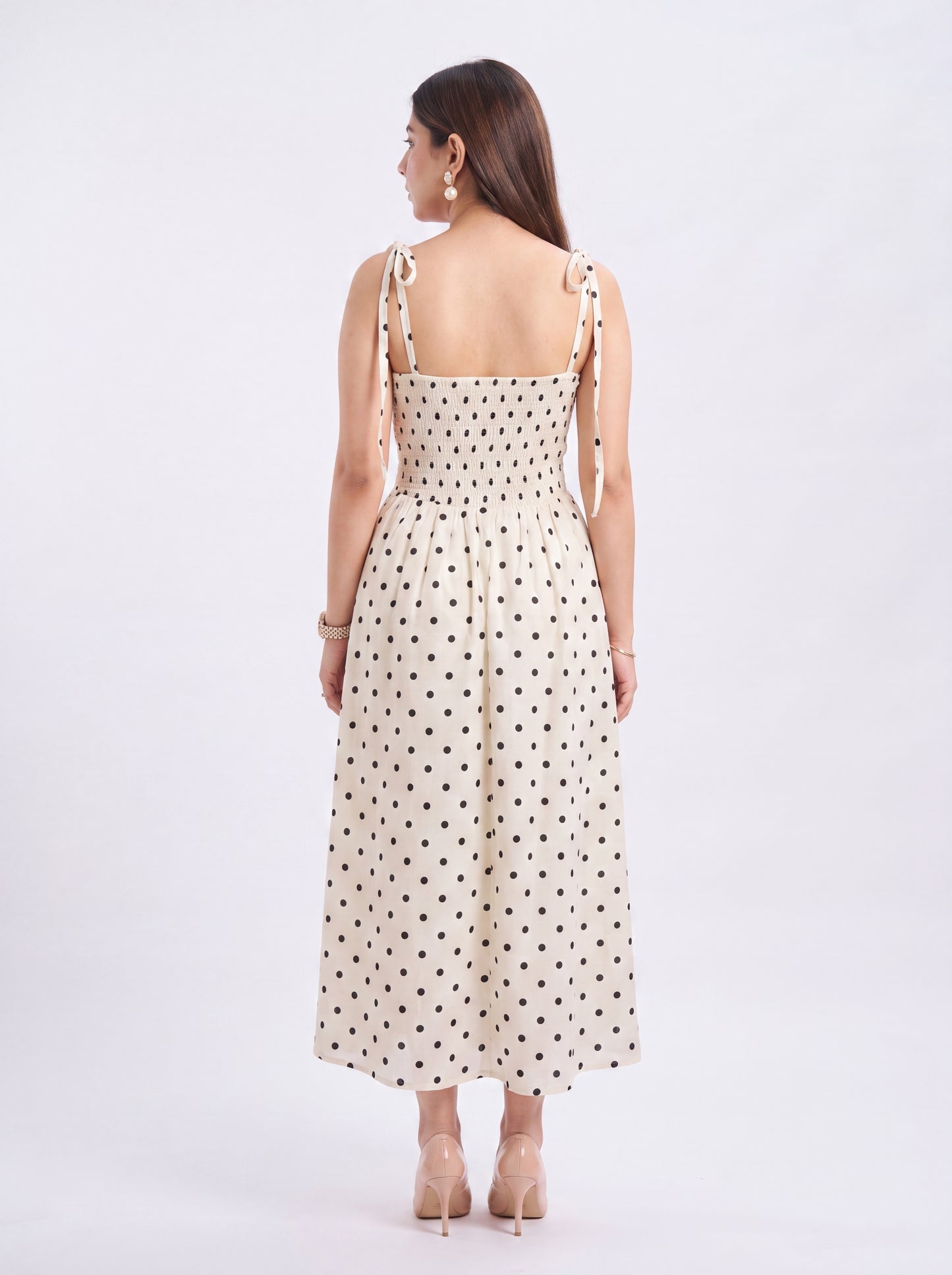 Tbfo Euro Summer Dot Ivory Dress