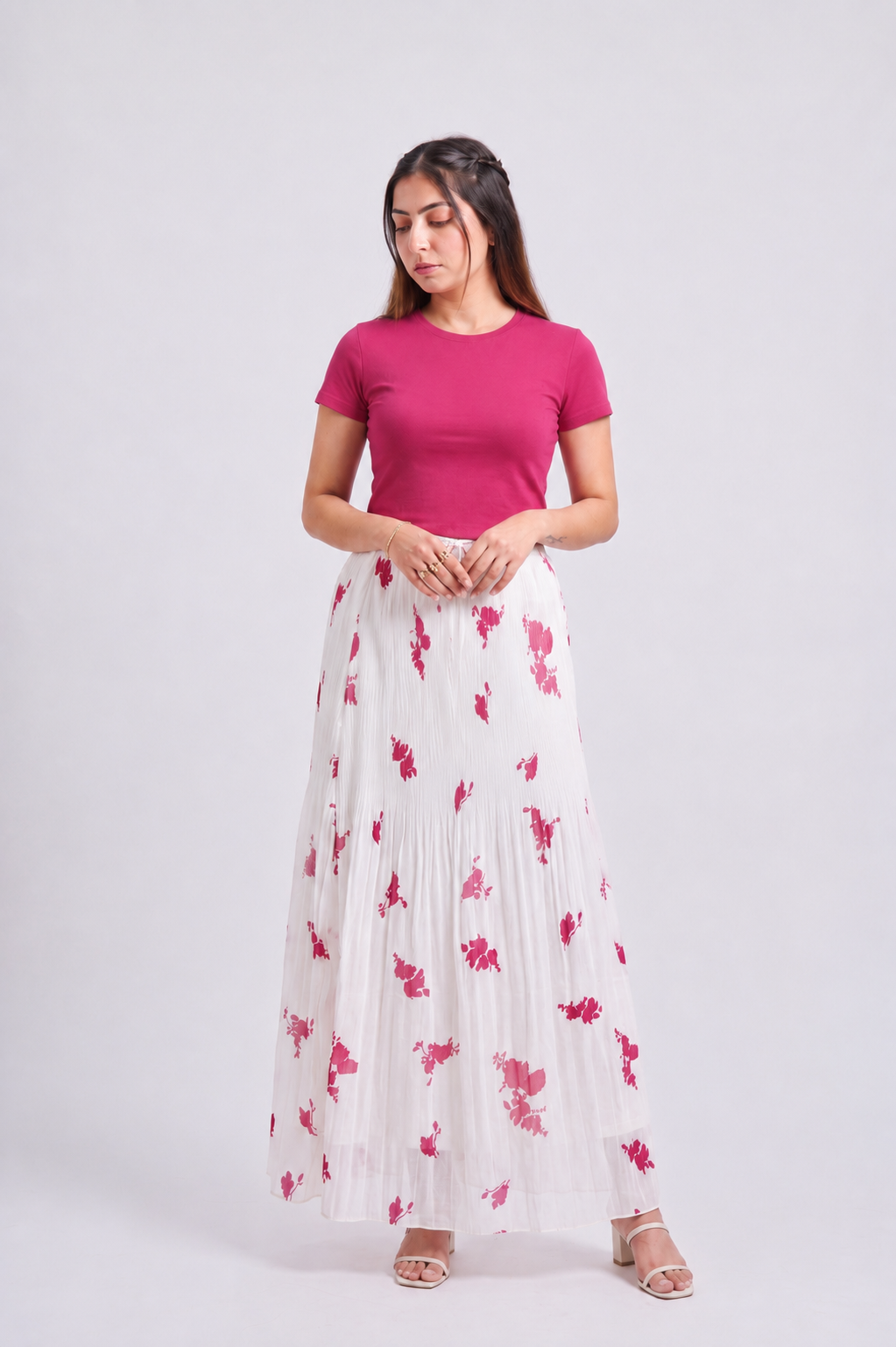 Tbfo White Skirt Pleat