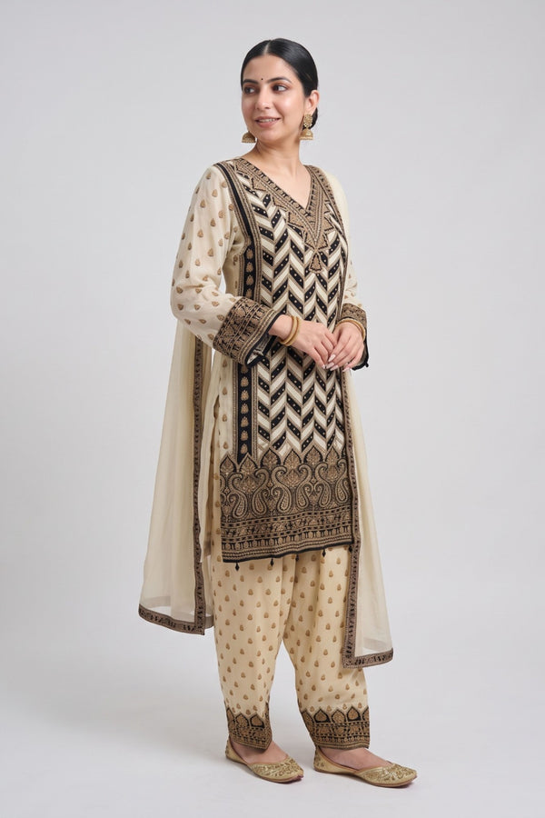 Tbfo Zigzag Printed Kurta Pant & Dupatta Set