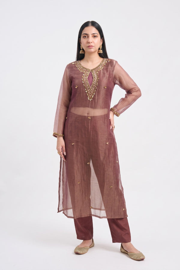 Tbfo Gulabi Shimmer Embellished Kurta & Pant Set