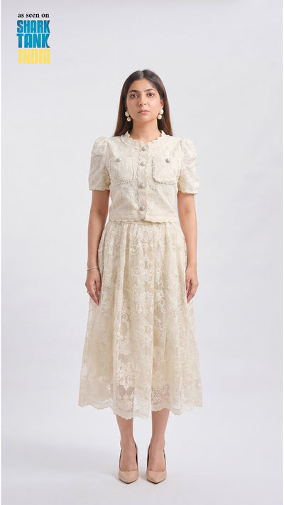 Tbfo Safed Pari Cream Coord Set