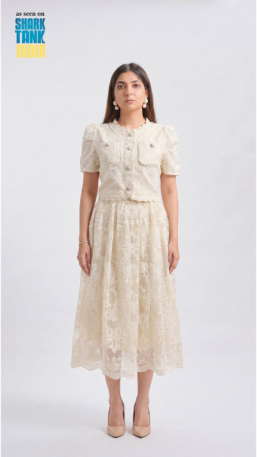 Tbfo Safed Pari Cream Coord Set