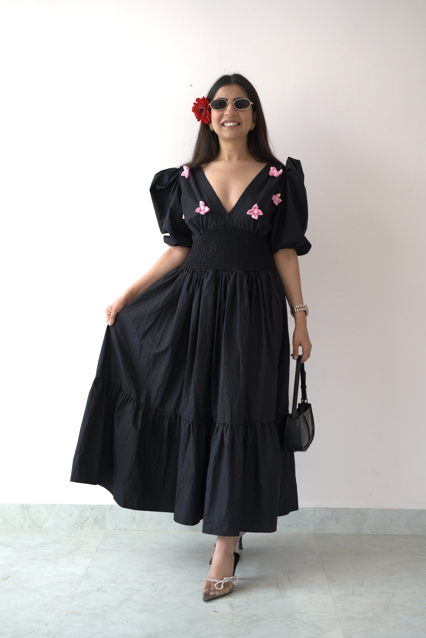 Black flower dress
