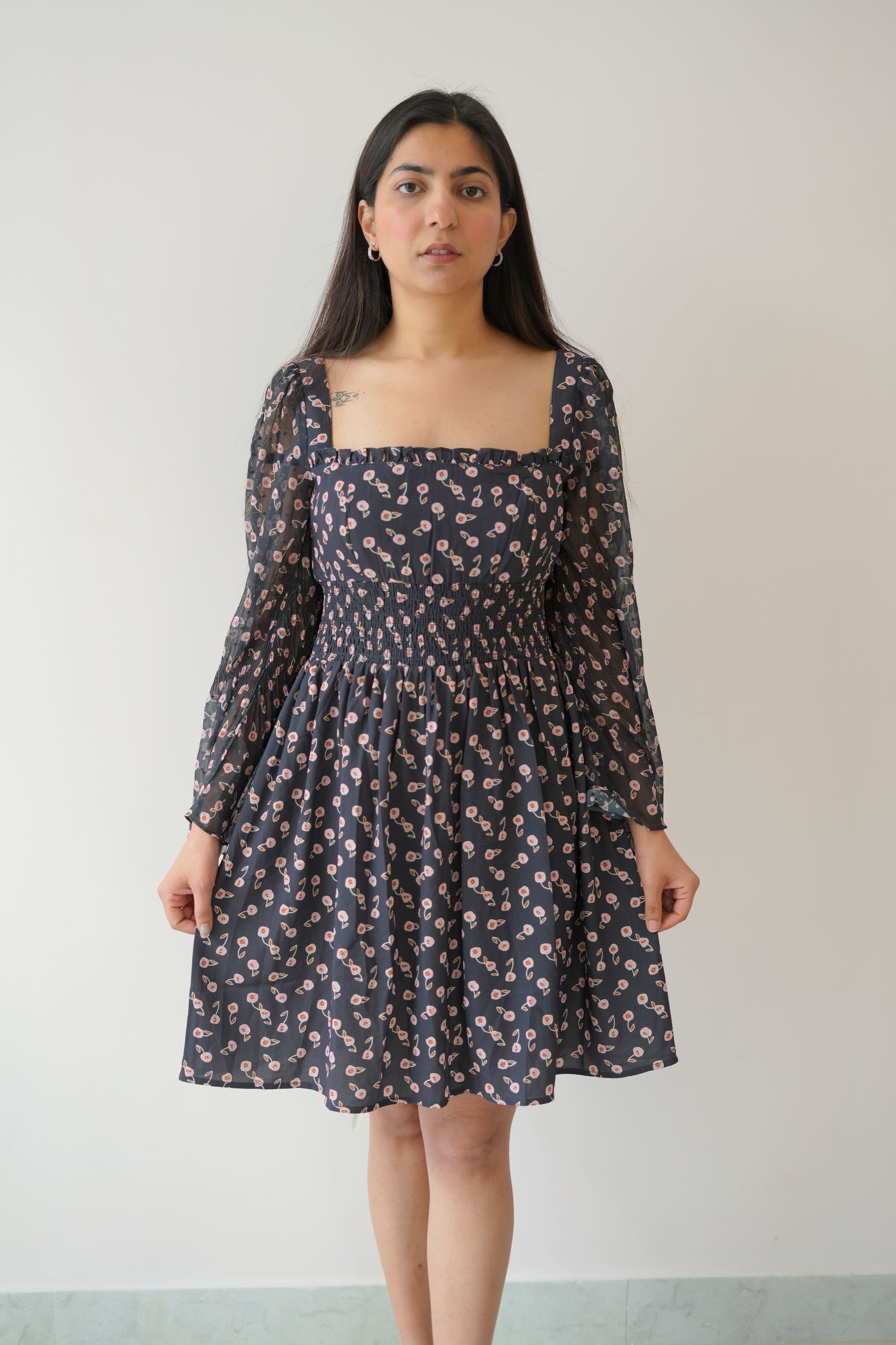 Short small print midi dress - TBFO Short small print midi dress - TBFO