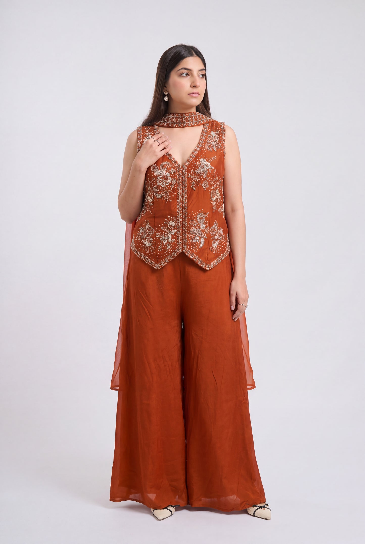 Tbfo Orange Blossom Palazzo Set