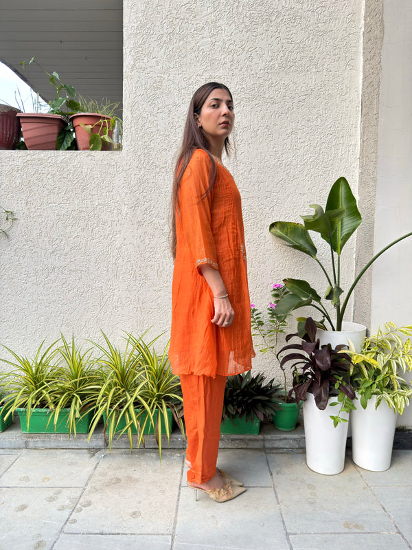 Masti ke Rang Orange Mal Cotton Coord Set – Vibrant Two-Piece Outfit for Women