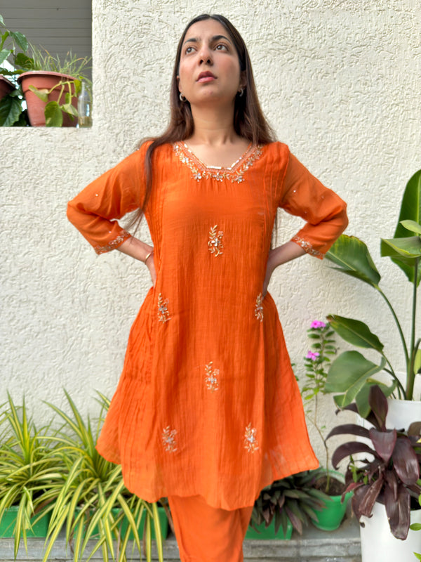 Masti ke Rang Orange Mal Cotton Coord Set – Vibrant Two-Piece Outfit for Women