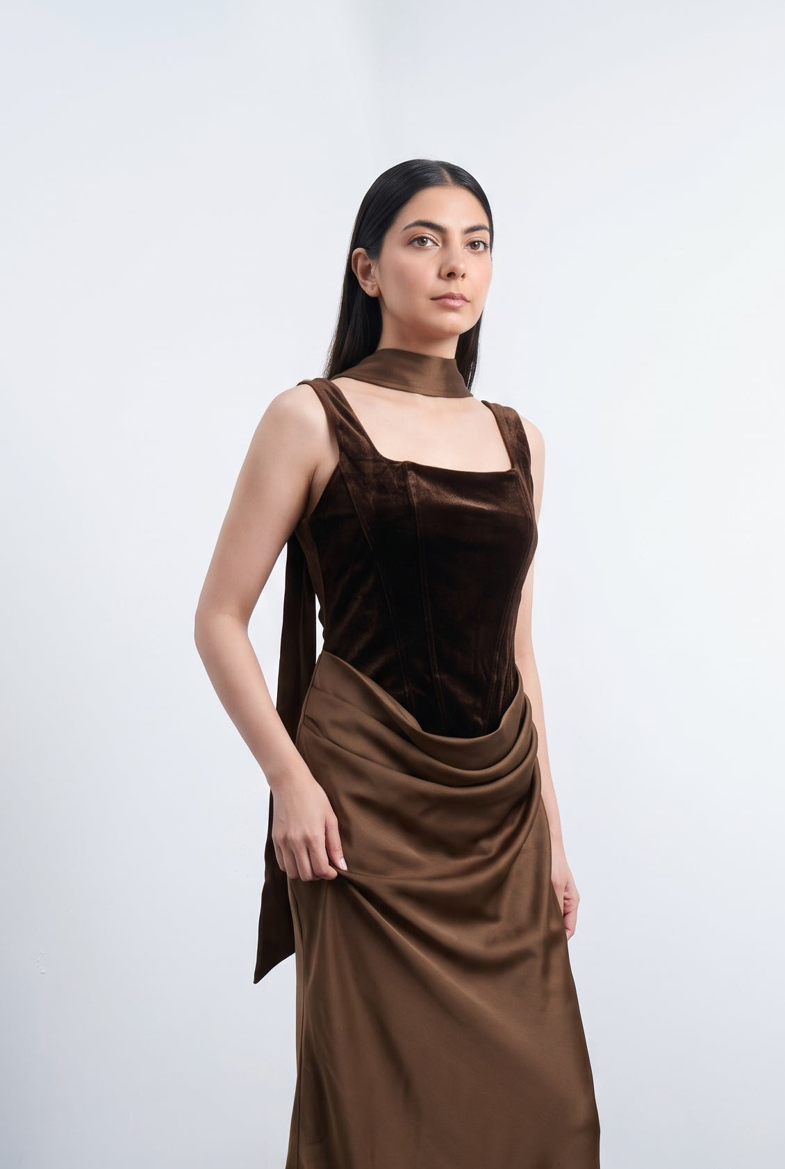 Tbfo Velvet Vampire Elegant bodycon Maxi Dress