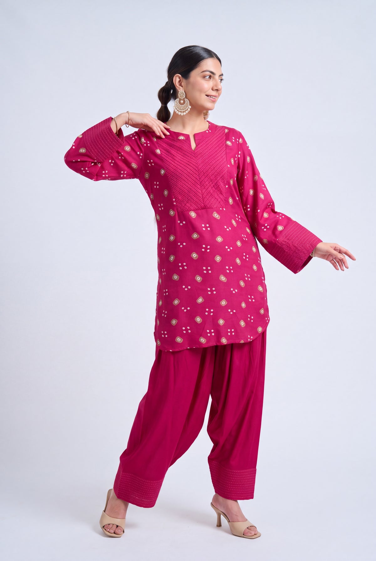 Tbfo Pink Candy – Printed Kurta Pant Set