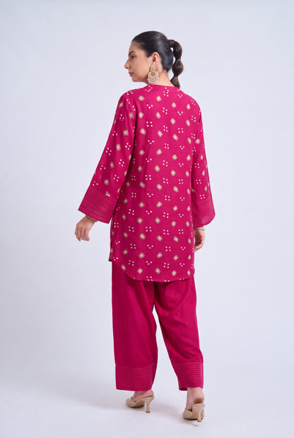 Tbfo Pink Candy – Printed Kurta Pant Set