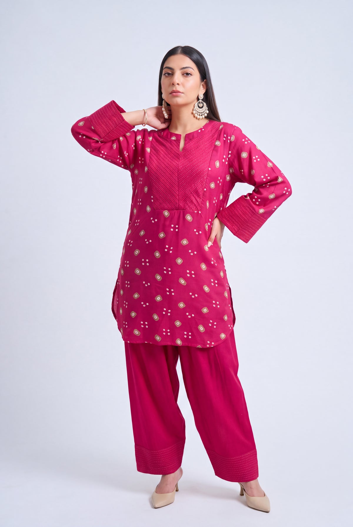 Tbfo Pink Candy – Printed Kurta Pant Set