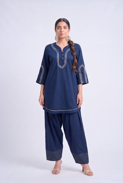 Tbfo Dhabba – Contrast Piping Kurta Pant Set