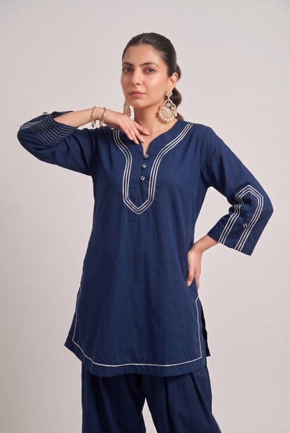 Tbfo Dhabba – Contrast Piping Kurta Pant Set