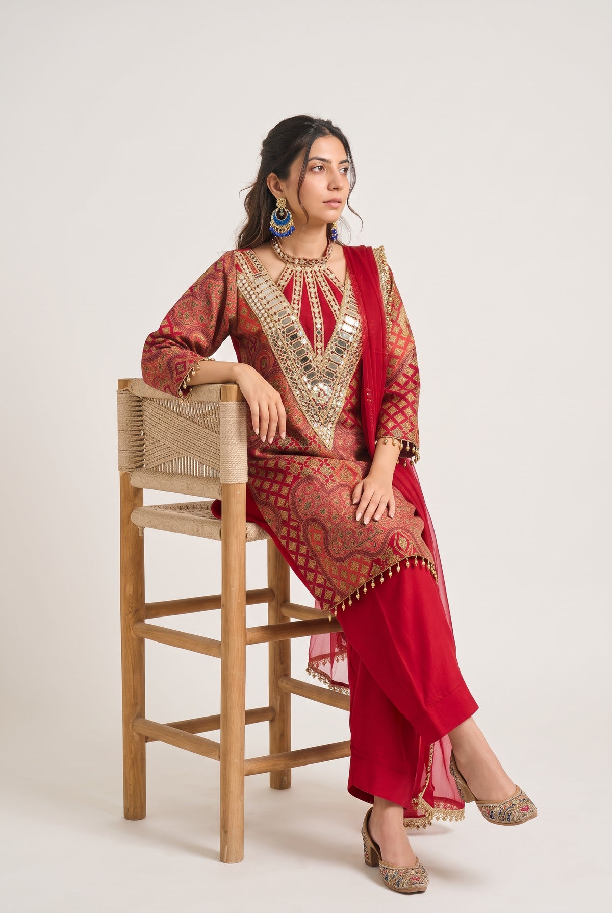 Tbfo Barbie Ki Diwali – Pink & Gold Embellished Ethnic Kurta Pant Set with Dupatta