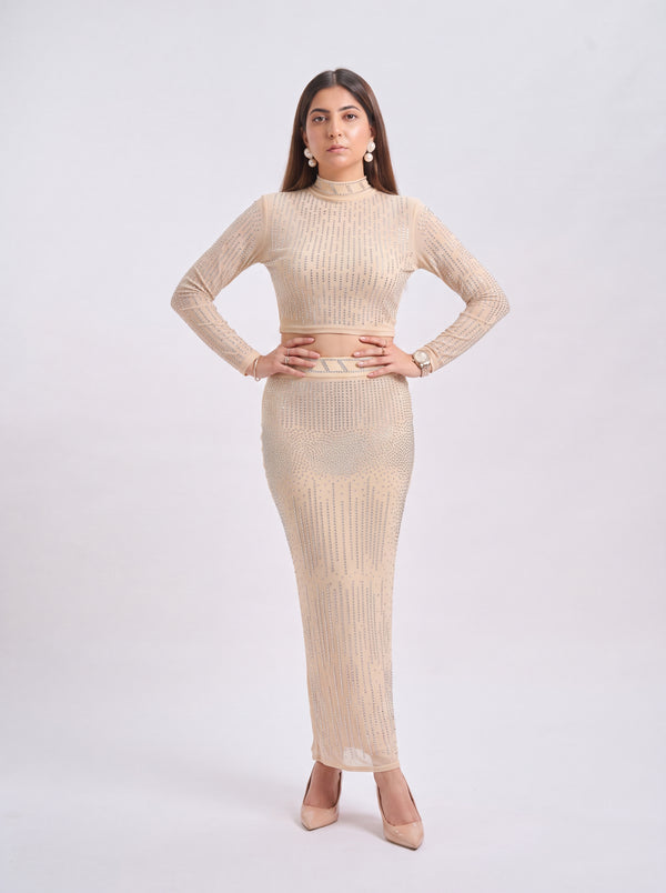Tbfo Skirt Top Celeb Off White Coord Set