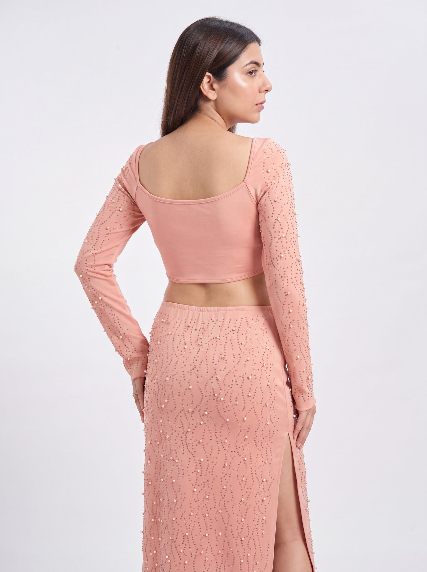 Tbfo Pearl Peach Skirt Top Coord Set