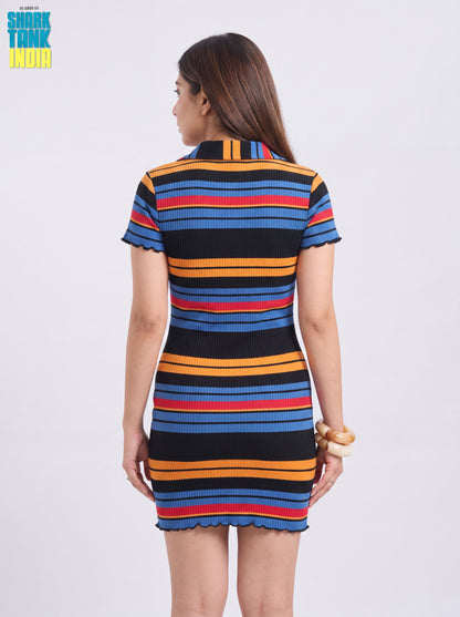 Tbfo Retro Stripe Knit Mini Dress