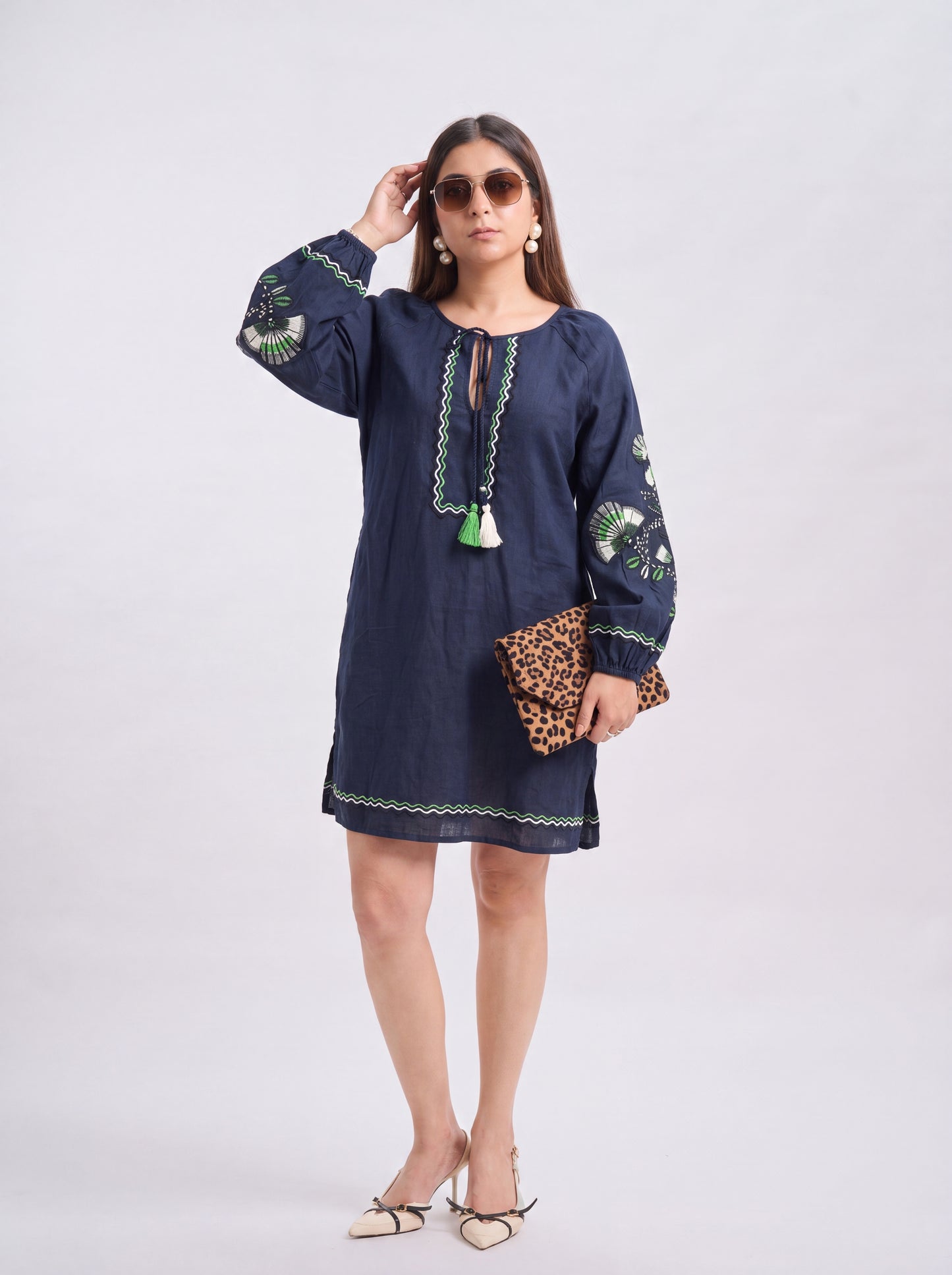Tbfo Blue Emb Short dress