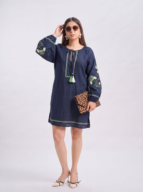 Tbfo Blue Emb Short dress