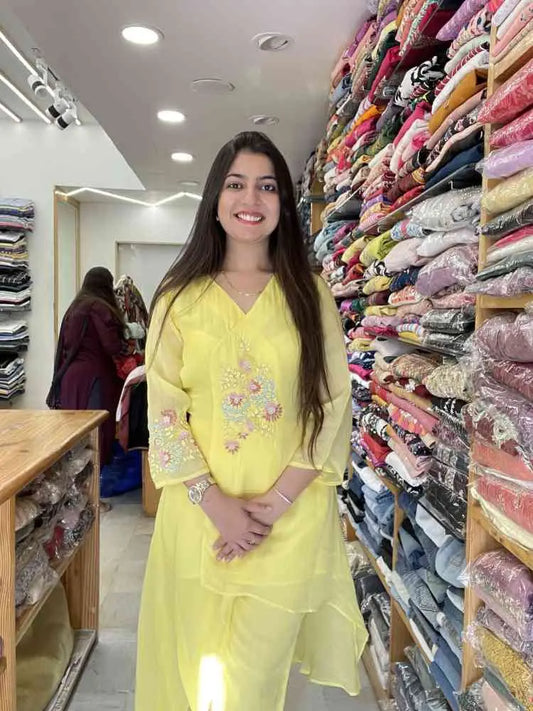 Designer yellow handwork set - TBFO