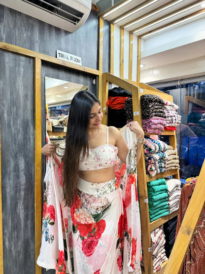 White floral shrug set - TBFO