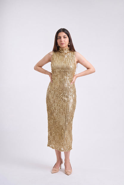 Tbfo Covered Neck Sequence Dress