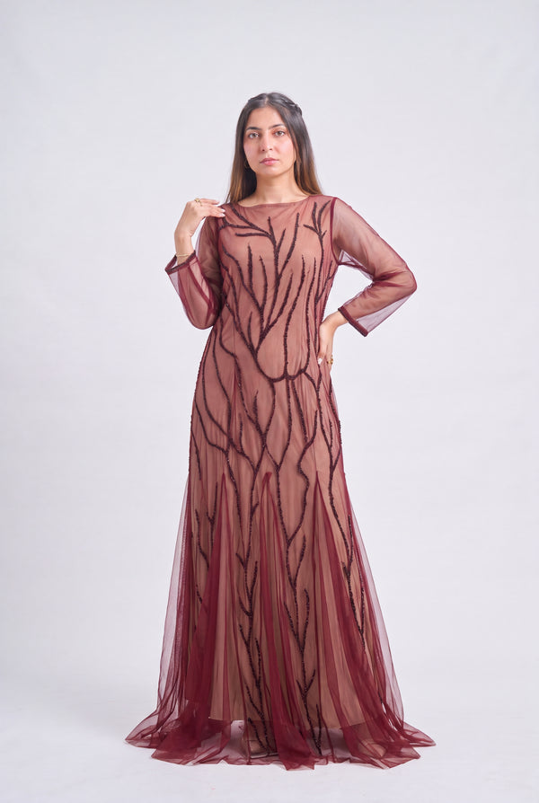 Tbfo Bordeaux Bloom Gown