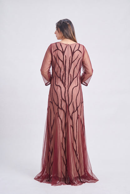 Tbfo Bordeaux Bloom Gown